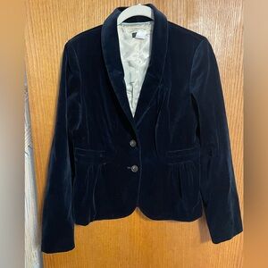 J Crew Crushed Velvet Blazer with green lining - Sz 8